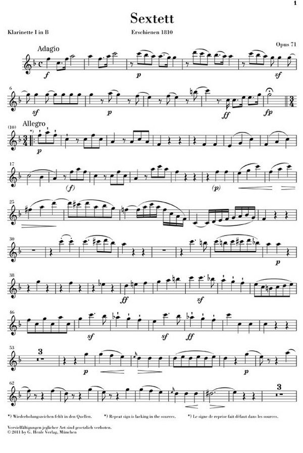 Sextett Es-Dur op.71  und  Marsch WoO29