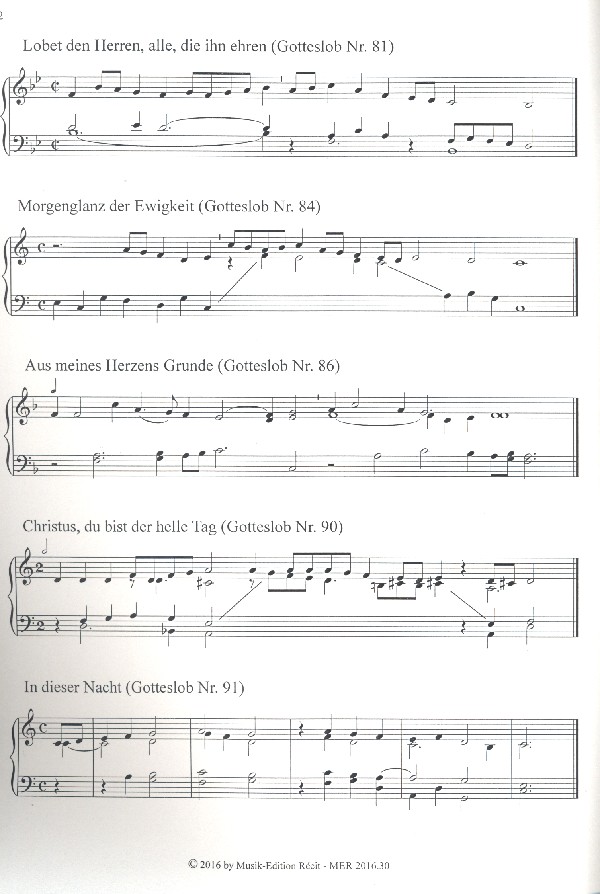 112 kurze Intonationen zu Liedern aus dem Gotteslob