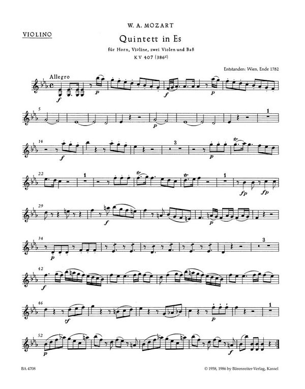 Quintett Es-Dur KV407 