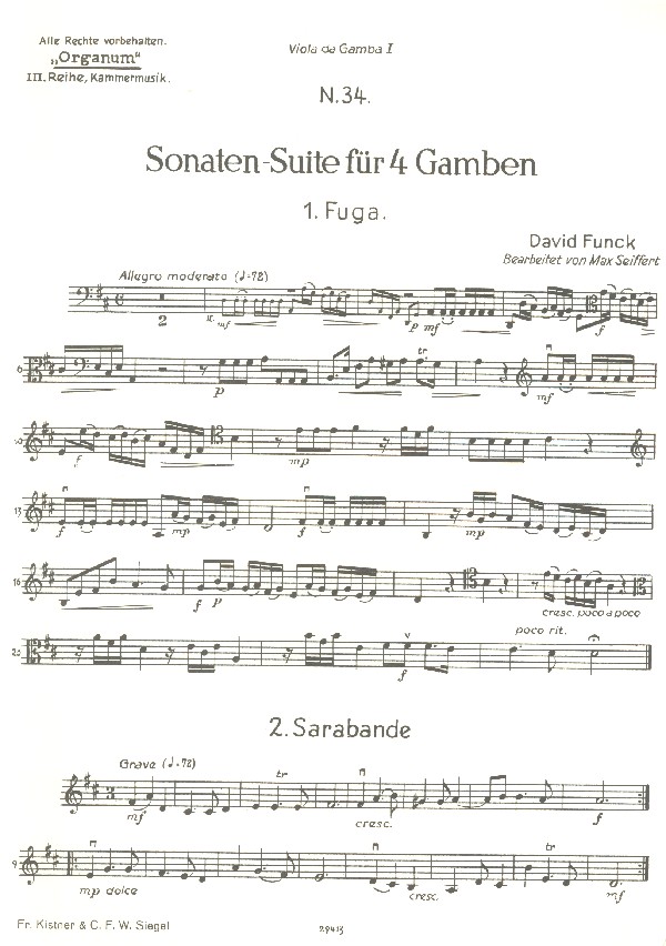 Sonaten-Suite für 4 Gamben