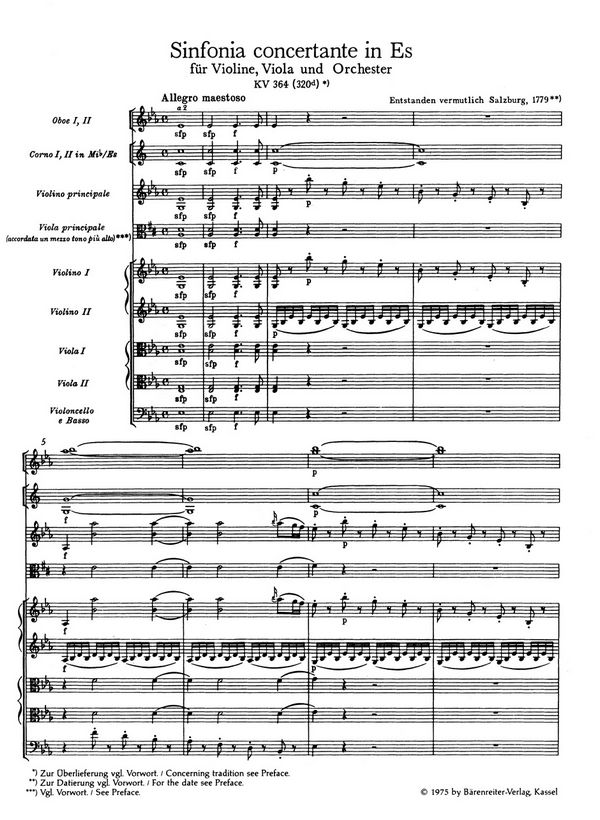 Sinfonia concertante Es-Dur KV364