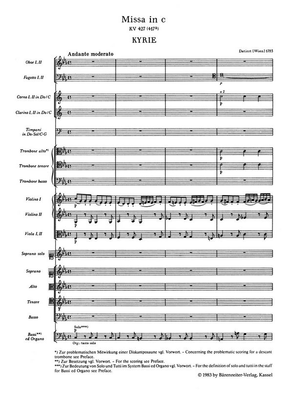 Messe c-Moll KV427 für Soli,