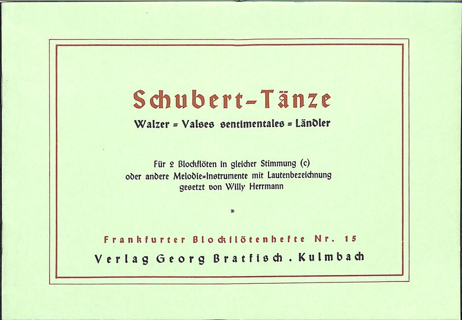 Schubert-Tänze für 2 Blockflöten