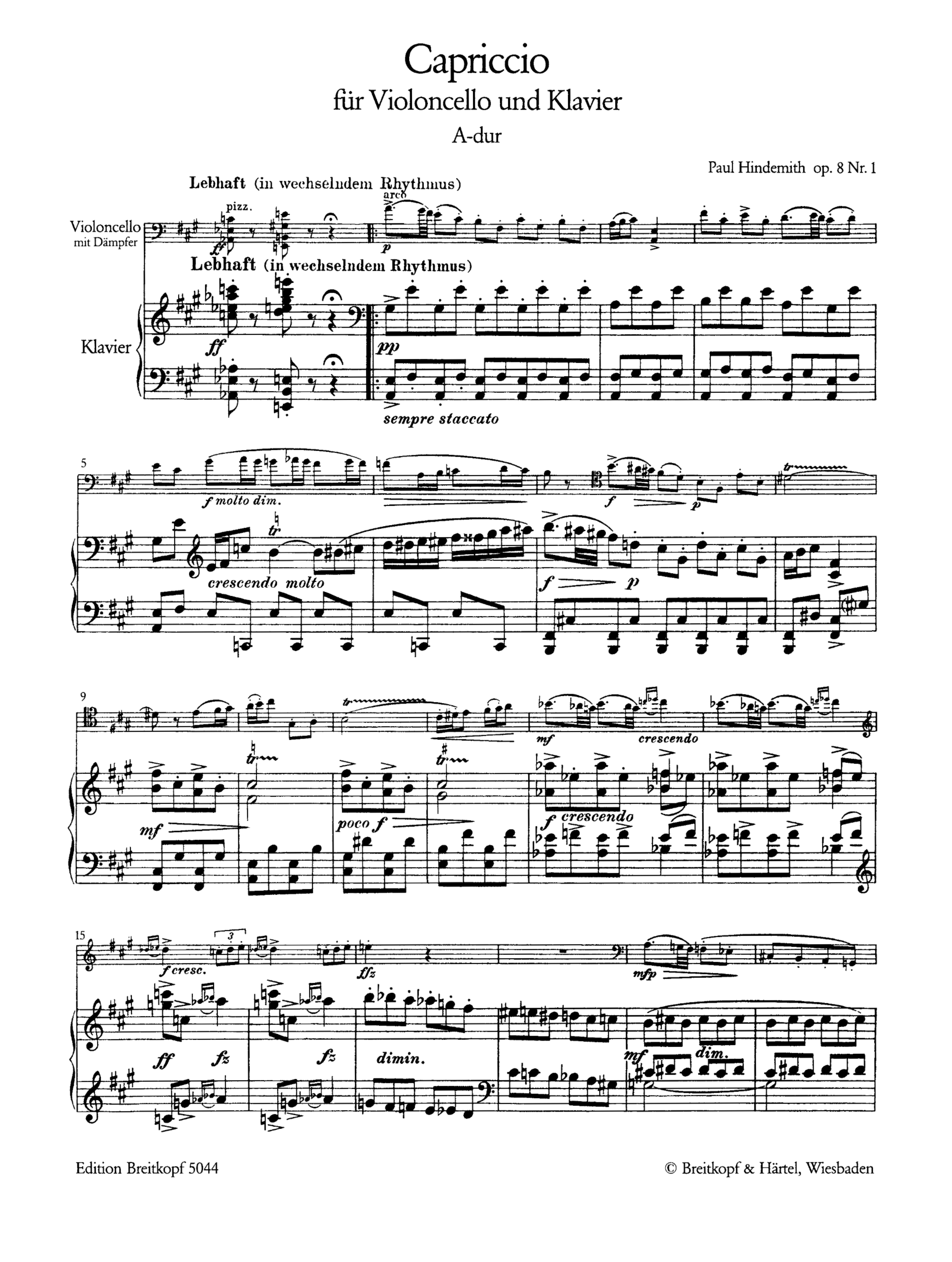 Capriccio A-Dur op.8,1