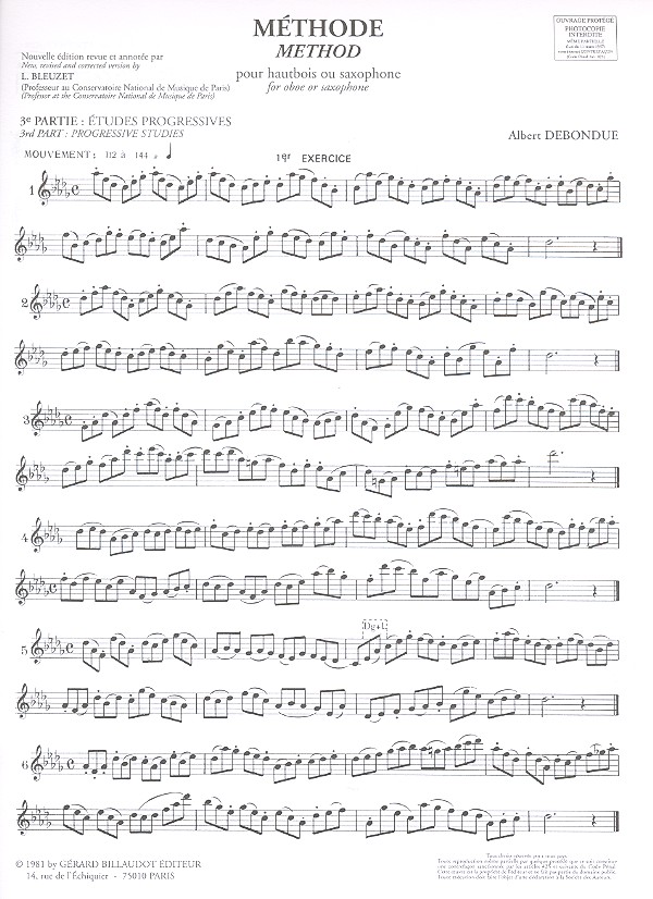 Méthode pour haubois ou saxophone