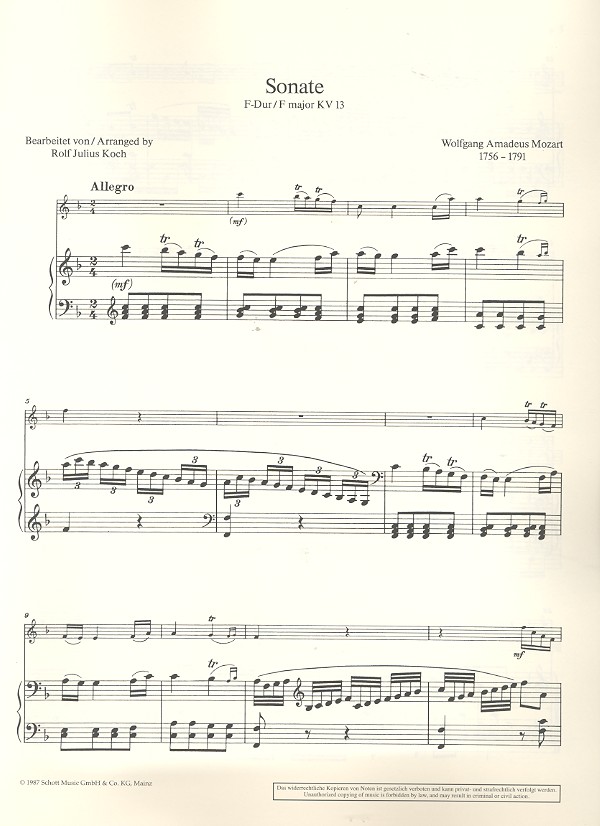 Sonate F-Dur KV 13