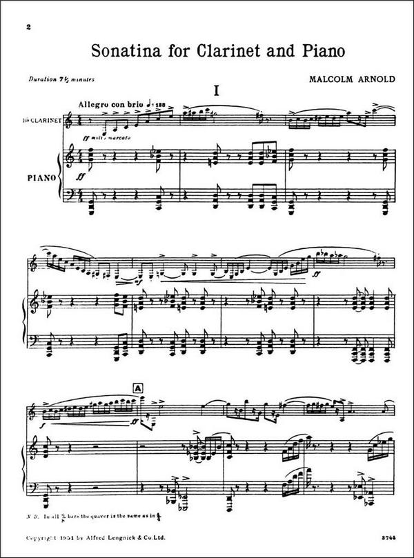 Sonatina op.29 for clarinet and piano