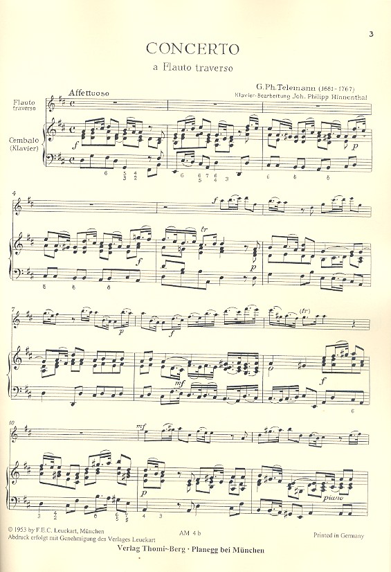 Concerto D-Dur für Flöte und Streicher