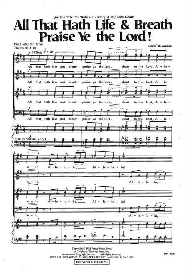 All that hath Life and Breath praise Ye the Lord