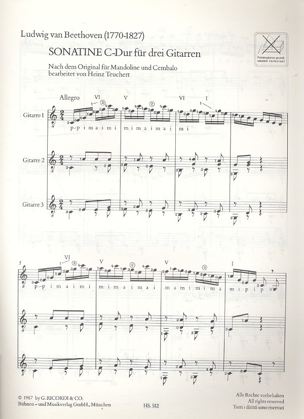 Sonatine C-Dur für 3 Gitarren