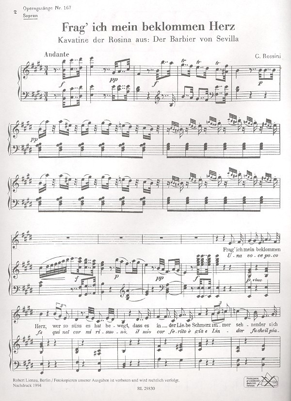 Frag' ich mein beklommen Herz (aus 'Der Barbier von Sevilla')