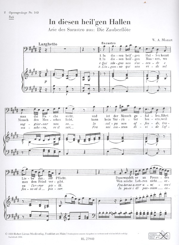 In diesen heil'gen Hallen (aus 'Die Zauberflöte')