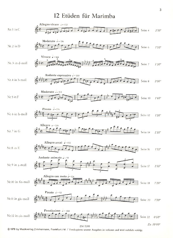 12 Etüden für Marimba