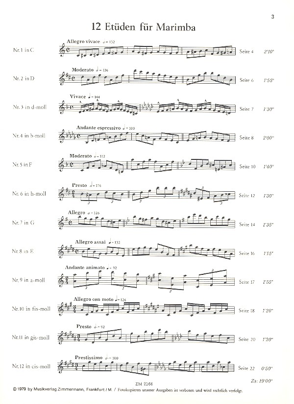 12 Etüden für Marimba