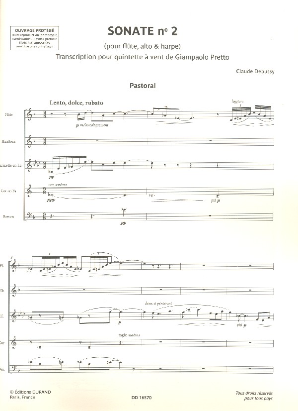 Sonate no.2 pour flûte, alto et harpe