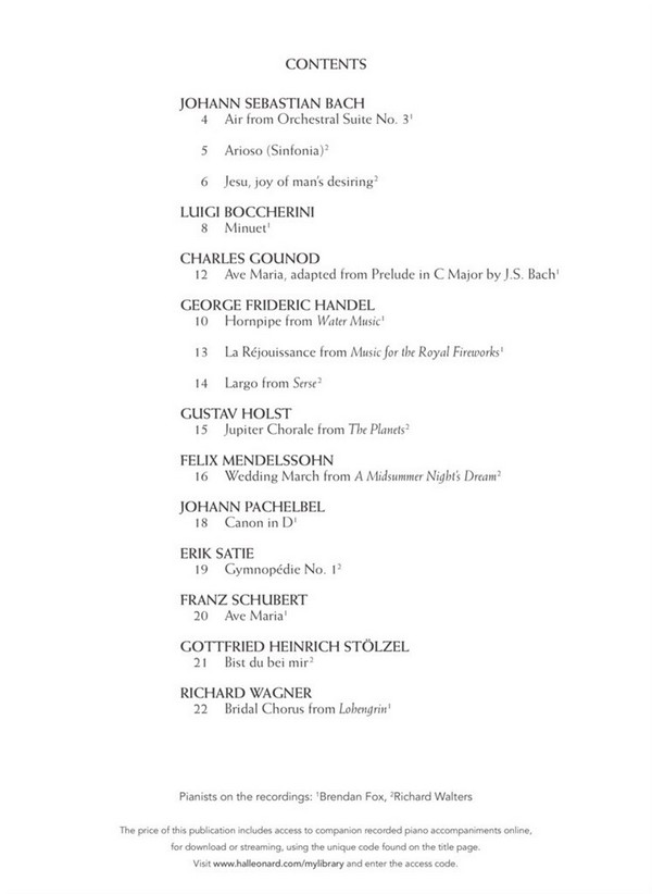 Wedding Music for classical Players (+Online Audio)