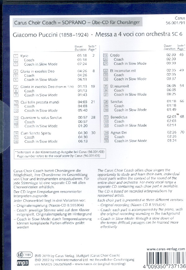 Messa a 4 voci SC6 - Chorstimme Sopran