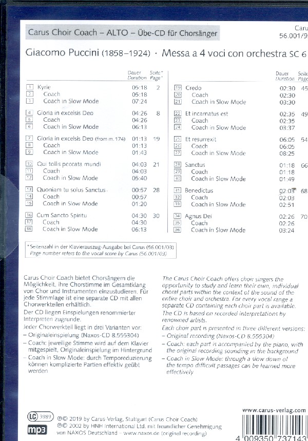 Messa a 4 voci SC6 - Chorstimme Alt