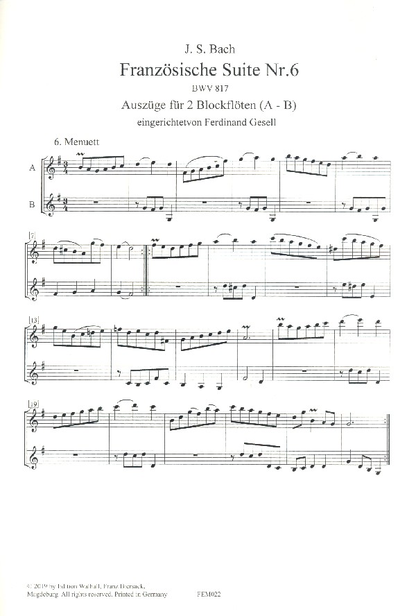 Französische Suite Nr.6 BWV817 (Auszüge)