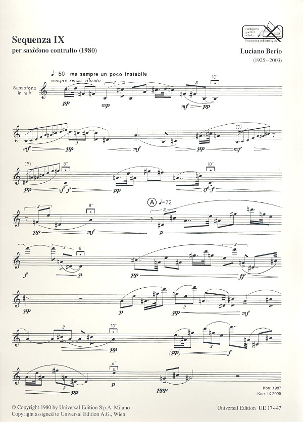 Sequenza IXb für Altsaxophon
