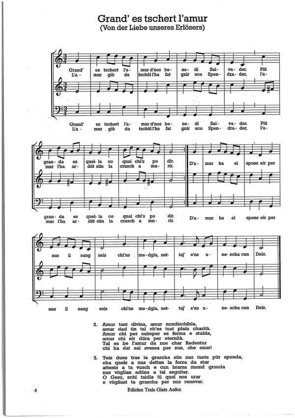 Dreistimmige geistliche Lieder aus den Canzuns spirituaelas