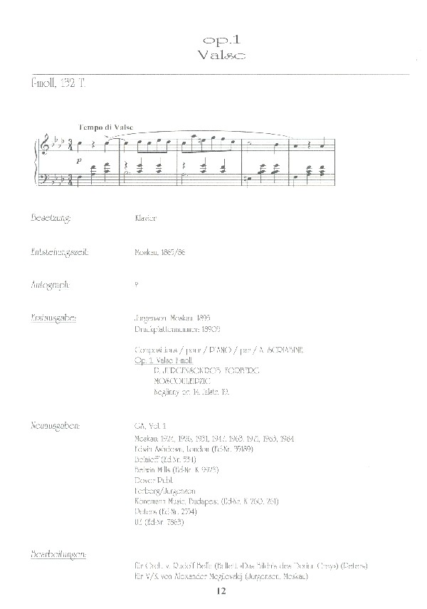 Thematisch-chronologisches Verzeichnis der musikalischen Werke von