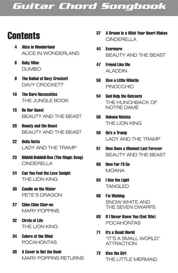 Disney - Guitar Chord Songbook:
