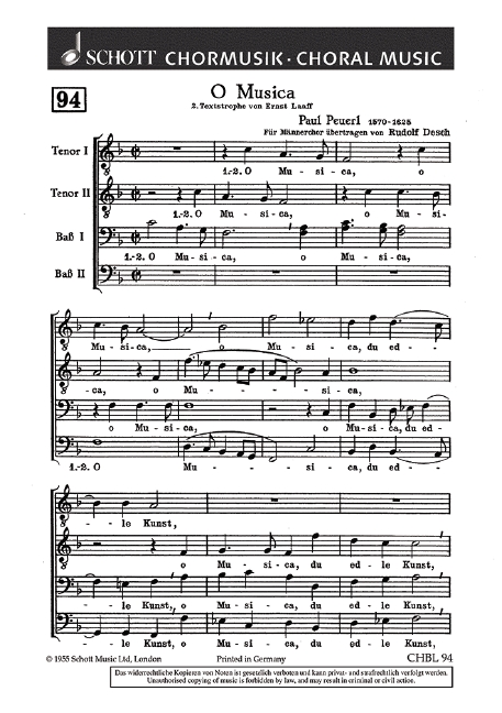 O Musica, du edle Kunst