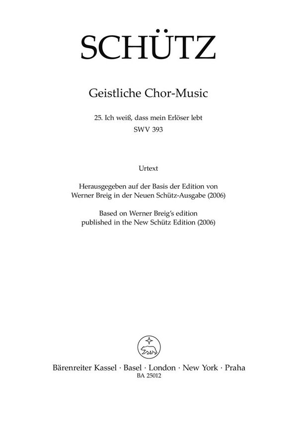 Ich weiß dass mein Erlöser lebt SWV393