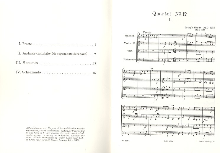 Streichquartett F-Dur op.3,5 Hob.III:17