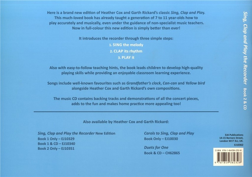 EJ10362  Cox/Richard, Sing, Clap and Play th Recorder Book 2 (+CD)