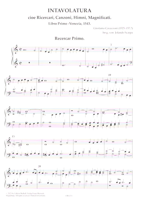 Intavolatura cioe Ricercari, Canzoni, Himni, Magnificati Libro Primo