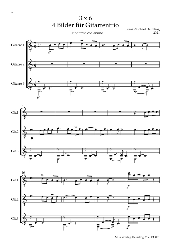 3 x 6 - Vier Bilder für Gitarrentrio