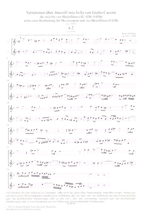 Variatinen über 'Amarilli mia bella' op. 143,1