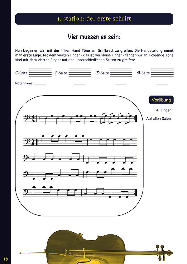 5 erste Stationen zum Violoncellospiel (+QR-Codes)