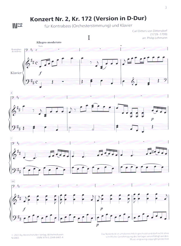 Konzert Nr.2 Kr. 172 (Version in D-Dur)