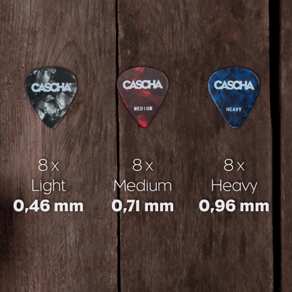 Guitar Pick Set - 24 hochwertige Plektren aus Celluloid