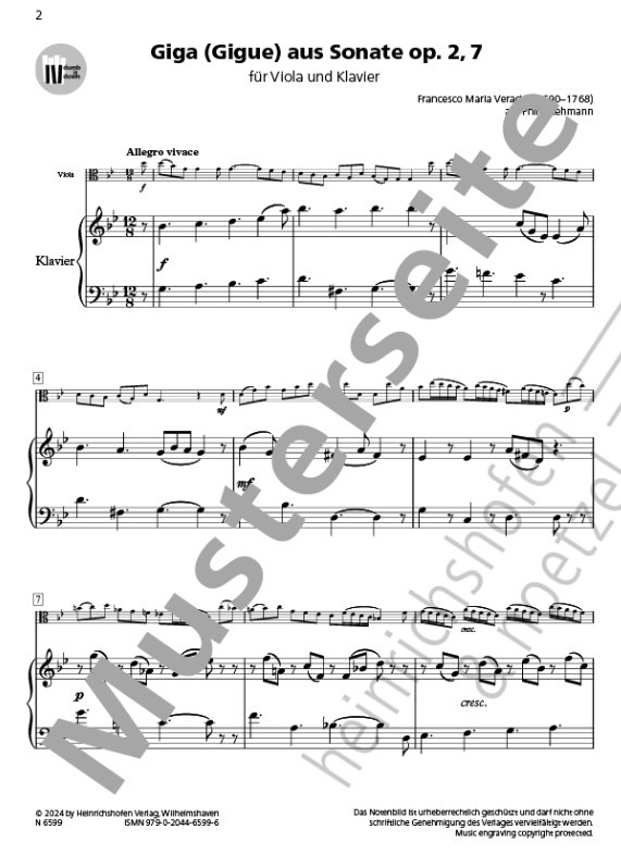 Giga (Gigue) aus Sonate op.2, 7 (+QR-Codes)
