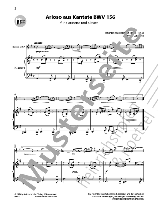 Arioso aus der Kantate BWV 156  (+QR-Codes)