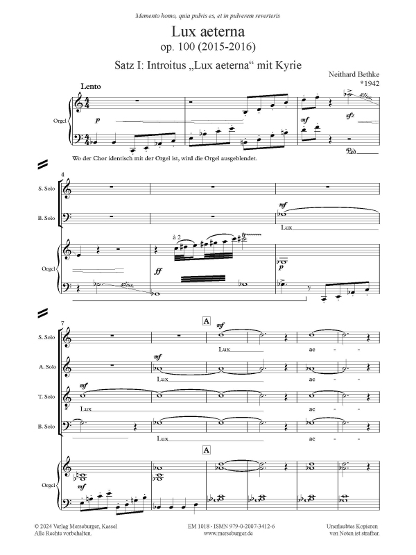 Lux aeterna op.100 (2015-2016)