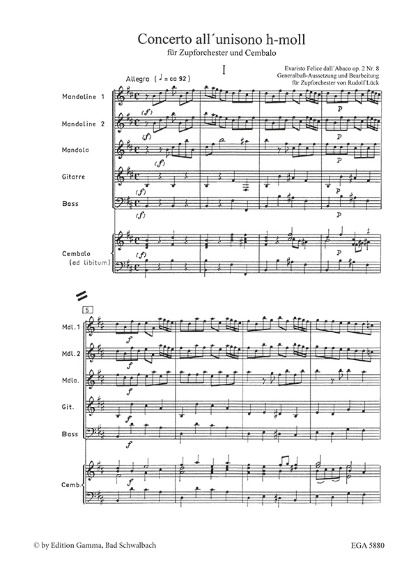 Concerto all'unisono h-moll op. 2 Nr. 8 