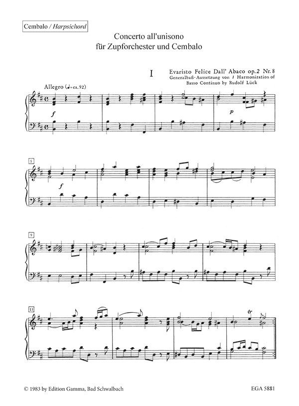 Concerto all'unisono h-moll  opus 2 Nr. 8 