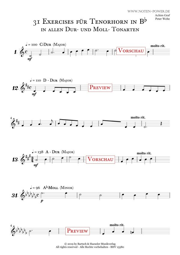 31 Exercises in allen Dur- und Moll-Tonarten