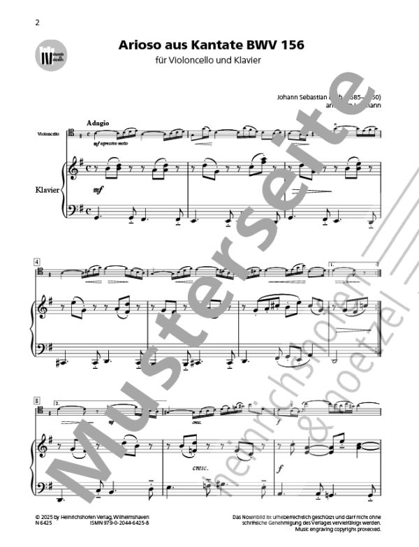 Arioso aus Kantate BWV 156 (+QR-Codes)
