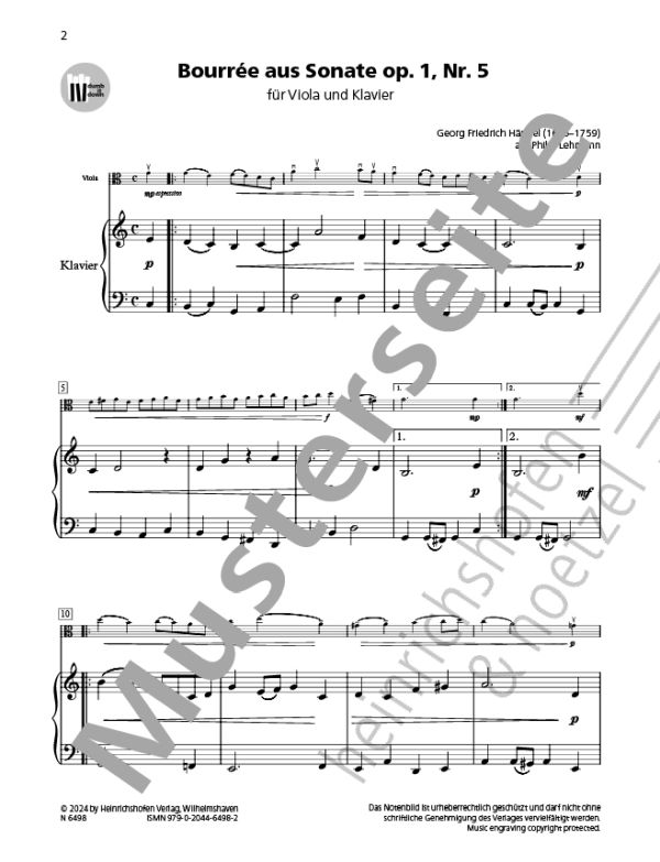 Bourree aus Sonate op.1 Nr.5 (+QR-Codes)