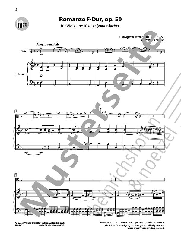 Romanze F-Dur op.50 (+QR-Codes)