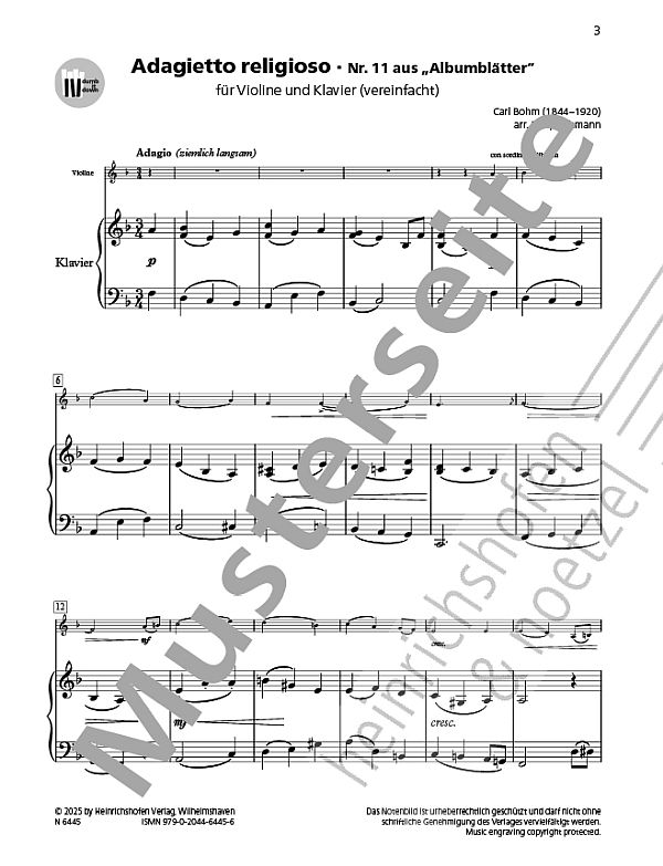 Adagietto religioso (Nr.11 aus "Albumblätter") (+QR-Codes)