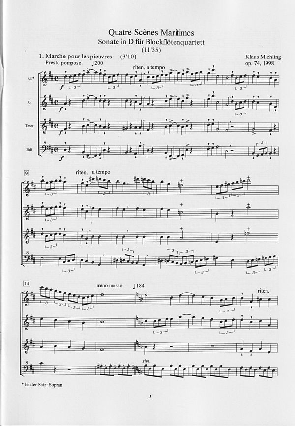 4 Scènes Maritimes und Sonate in D op. 74