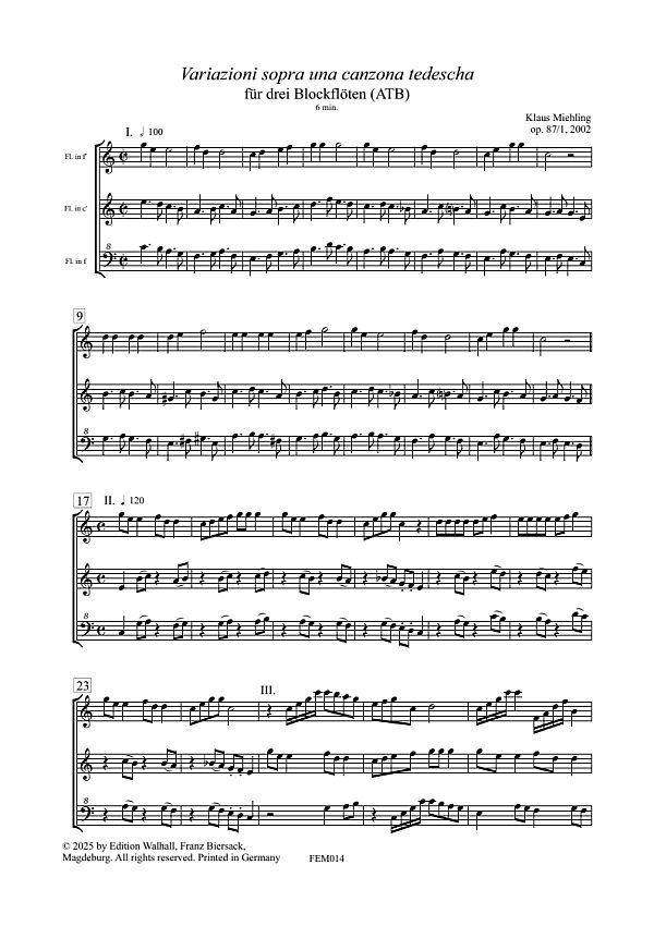 Variazioni sopra una Canzona tedescha op.87,1