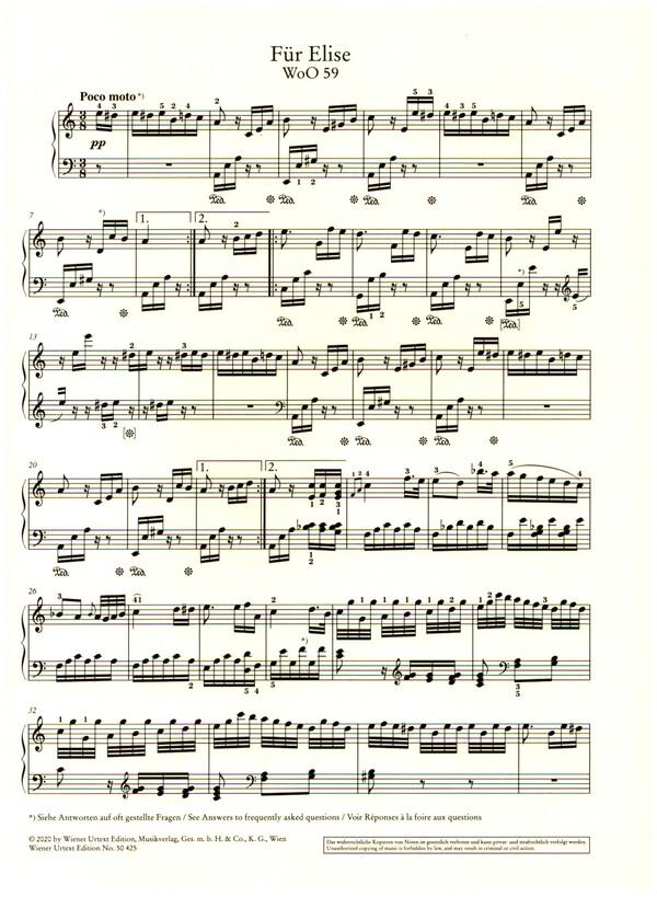 Für Elise WoO59 und Klavierstück "Lustig - Traurig" WoO54